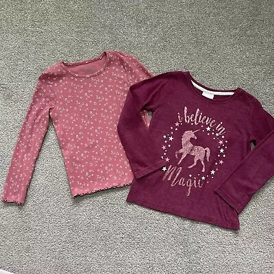 Girls Ribbed Next & Evie Angel Unicorn Tops Age 4-5 Years • £1