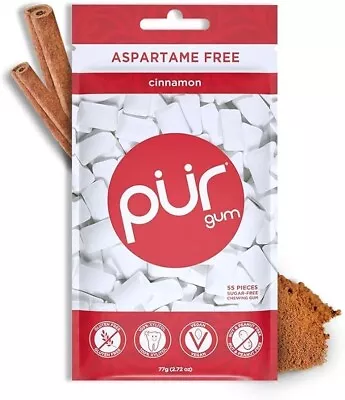 PUR 100% Xylitol Chewing Gum Sugarless Cinnamon Flavour Sugar Free No Aspartame • £8