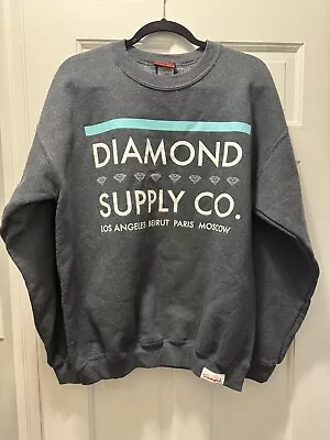 Vintage Diamond Supply Co Crewneck Sweatshirt Grey Mens Large • $14.99