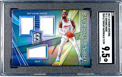 2017-18 Panini Spectra Triple Threats Prizm #'D 77/99 DWYANE WADE SGC 9.5 • $29.99