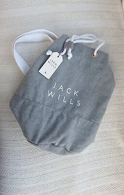 Jack Wills Grey Wool Drawstring Sports Gym Swim Bag With Rose Gold Eyelets BNWT • £6.99