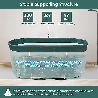 Foldable Bathtub Adult Shower Soaking Folding Water Spa Bath Tub W/Cushion & Lid • $80.98