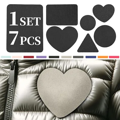7pcs Heart Circle Square Self-Adhesive Stick On Mending Patches Fabric Repair • £3.59
