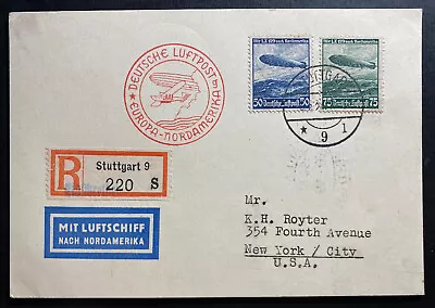 1936 Stuttgart Germany Hindenburg Zeppelin LZ 129 PC Cover FFC To New York USA • $61.20