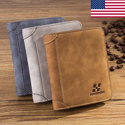 Mens Leather Wallet Pocket ID Card Holder Billfold Slim Clutch Bifold Purse US • $6.84