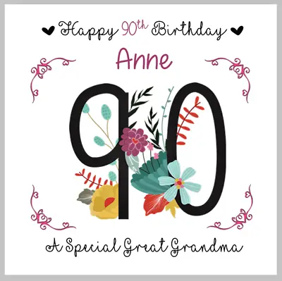 Personalised 90th Birthday Card Auntie Mum Nana Great Grandma Mother Nan ANY • £3.45