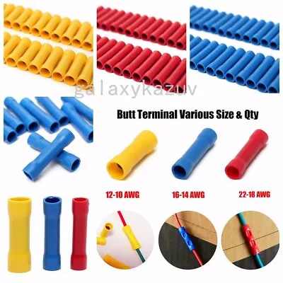 250Pcs Insulated Straight Butt Connectors Electrical Crimp Terminals Wire Cable • £3.09