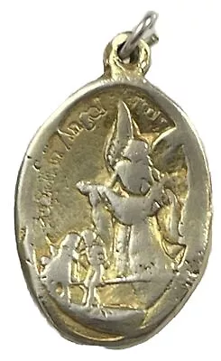 Vintage Catholic Gold Over Sterling Guardian Angel Medal  1.9 Grams Silver • $17.99