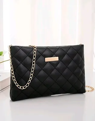 £7.99 • Buy Womens Quilted Small CrossBody Bag Gold Chain Small Shoulder Bags Clutch Bags
