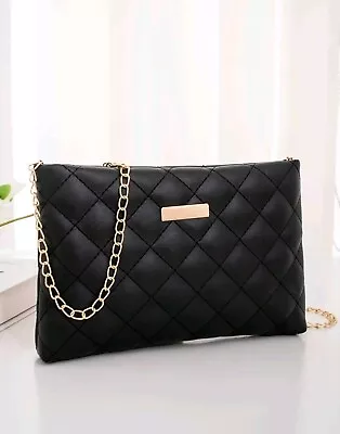 £7.99 • Buy Womens Quilted Small CrossBody Bag Gold Chain Small Shoulder Bags Clutch Bags