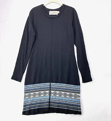 Aventura Dress Women Medium Black Eco Merino Wool Blend Sweater Midi Long Sleeve • $23.80