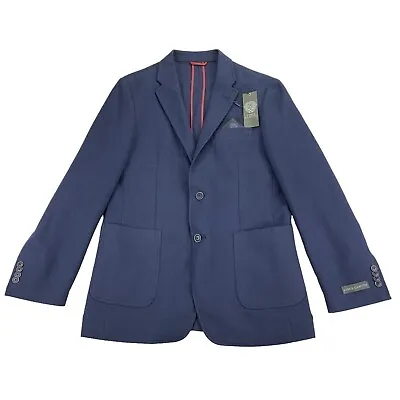 Vince Camuto Mens Slim Fit Twill Sport Coat Blazer Navy Blue 38R • $59.97