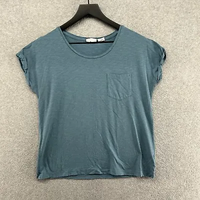 Sigrid Olsen T Shirt Womens Size Medium Blue Short Sleeve Pocket Round Neck • $16.90