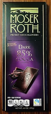 **NEW** ( 1 )  MOSER ROTH PREMIUM DARK CHOCOLATE 85% COCOA 5-BAR 4.4-oz PACK NEW • $10.99