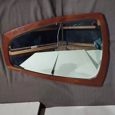 Vintage Mid Century Mirror Pedersen & Hansen Danish Asymmetrical Teak MCM • £145