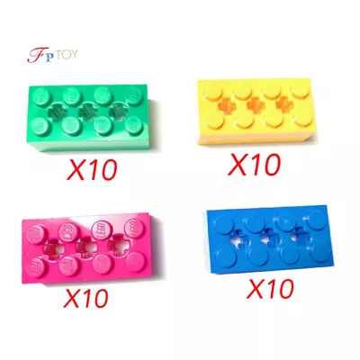 10 Pieces New LEGO Technic Red Yellow Green Brick 2 X 4 With Cross Hole (39789) • $20.22