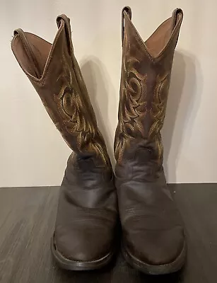 Vintage Justin  Brown Leather Western Boots Mens Size 12 D Cowboy • $38.99