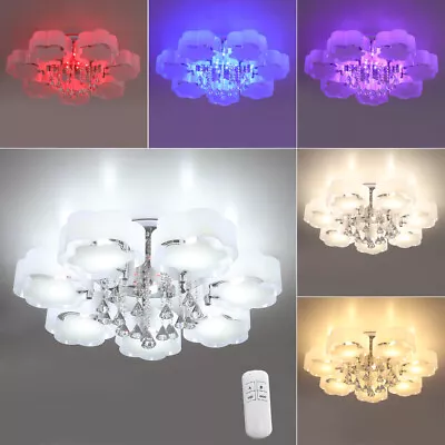 LED Crystal Ceiling Light Chandelier Lamp Kitchen Bed Modern Living Room Lights • £75.99