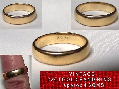 *VINTAGE * 22CT YELLOW GOLD ** Band Wedding Ring * 4.6gms * GOOD SOLID Ring * • £269