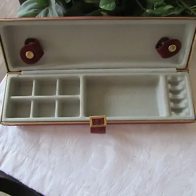 Vintage MELE Burgundy Swede Jewelry Box Jewelry Organizer Snap Close Travel Case • $11.99