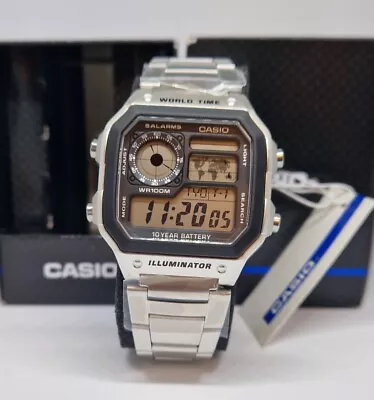 £49.95 • Buy Casio Collection Men's Watch AE-1200WH World Time LCD Watch - Stainless Steel 