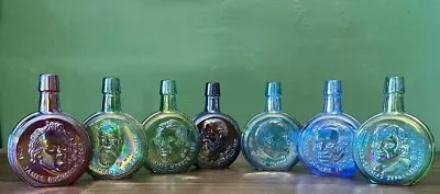 Vtg Wheaton Collector Glass Decanters U.S. Presidents Lot 7 Iridescent Carnival • $25.20