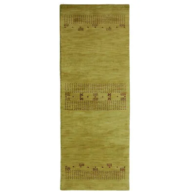 $131.42 • Buy Hand Knotted Gabbeh Wool Runner Area Rug Contemporary Gold BBH Homes BBL00504