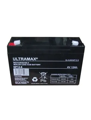 RBC-3 6V 10Ah 12Ah UPS Replacement Ultramax 6v 12Ah Sealed Lead Acid Battery • £19.99