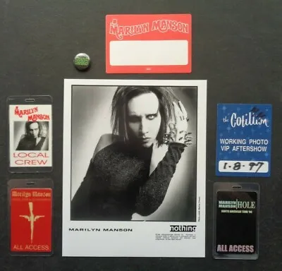 MARILYN MANSONB/W Promo Photo5 Vintage Backstage Passesmetal Pin/button • $59.95