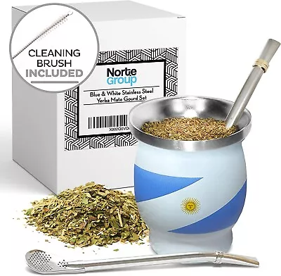 4Pc Argentina Yerba Mate Tea Gourd Cup Straw Bombilla Kit • $34.97