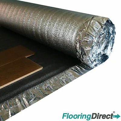 5mm Acoustic Sonic Laminate Flooring Underlay With DPM 15m² Gold Silver Roll • £25.99