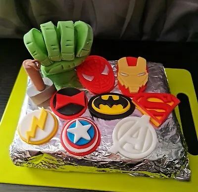  10 Edible Superhero Avengers Marvel Unofficial  Birthday Cake Topper Set  • £8.50