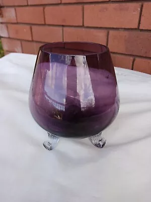 Vintage Purple Glass Vase With 3 Little Legs • $12