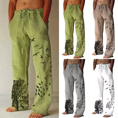 Mens Harem Pants Casual Cotton Linen Baggy Loose Oversized Yoga Hippy Trousers〕 • $15.61