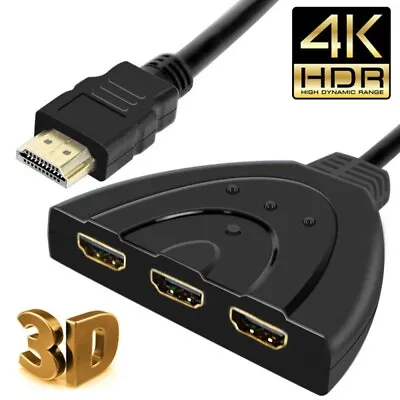 3 Port 1080P 4K HDMI AUTO Switch Switcher Splitter Cable For HDTV Laptop Xbox • $13.15