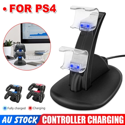 $12.95 • Buy For Playstation PS4 Controller Charger Dual Stand Station Fast Charging Dock Set