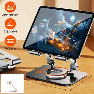 Tablet Stand Aluminum 360° Adjustable Holder Foldable Desktop For IPad Tablet • £15.19