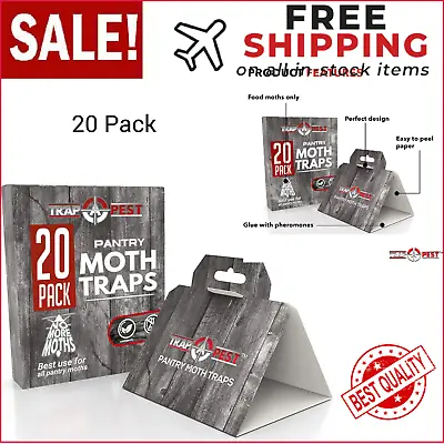 20 Pack Pantry Moth Traps - Safe And Effective For Food And Cupboard - Glue With • $31.79