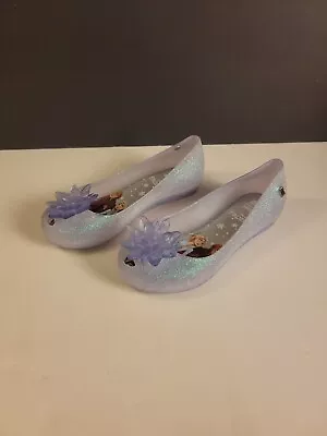 Melissa X Disney's Frozen Mel Ultragirl Flats Clear Glitter Jelly Shoes Size 12 • $21.95