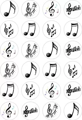 24 Music Notes Cupcake Fairy Cake Toppers Edible Rice Wafer Paper Decorations • £2.99