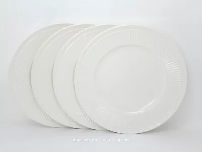 Mikasa Italian Countryside 4pc SET Dinner Plates Cream Ribbed Scrolls DD900 • $85