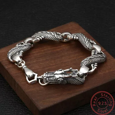 Solid 925 Sterling Silver Dragon Chain Bracelet For Men Jewelry Animal 9'' 70g • $196.46