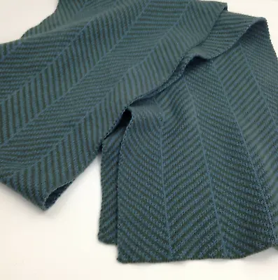 Mens Winter Scarf Green Blue Herringbone Knit Acrylic Gallery Seven  13 X76  • $12