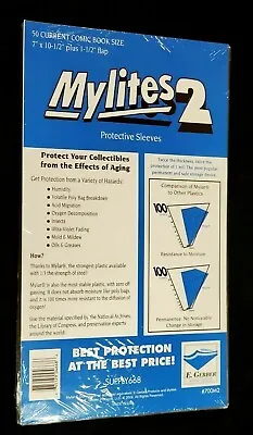 $23.75 • Buy 50 Mylites 2 700M2 Mylar Bags E Gerber Current Comic Book Size 7  X 10-1/2 