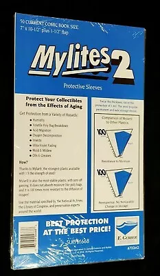 50 Mylites 2 700M2 Mylar Bags E Gerber Current Comic Book Size 7  X 10-1/2  • $23.75