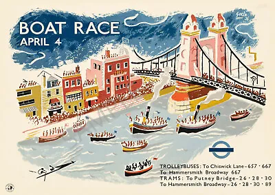 Vintage Poster London 1936 Boat Race Advert Thames Oxford Cambridge Print A3 A4 • £5.99