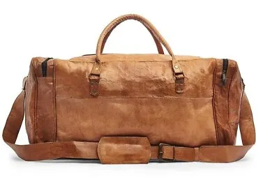 Bag Leather Weekend Travel Tan Holdall Duffel Genuine Cabin Vintage Sports Large • £56.70