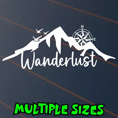 Wanderlust Sticker Car Decal Caravan Adventure Australia Compass Mountains Van • $6.50