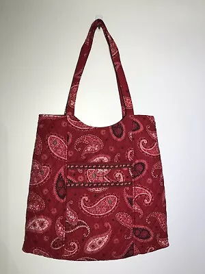 Vera Bradley Mesa Red Curvy Tote Large Paisley Bag EUC • $12.99