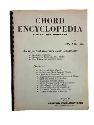 1963 Chord Encyclopedia For All Instruments Albert De Vito Kenyon Publications • $7.49